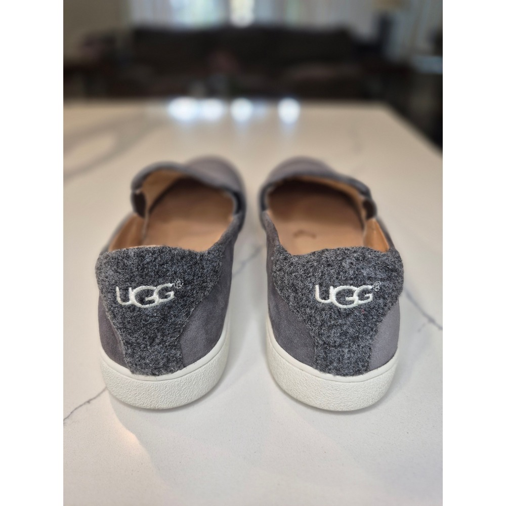 UGG Jass Charcoal Grey Suede Slip On Sneakers Womens 9.5 1096938 Low Top Flats